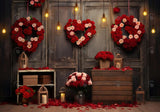 Valentine'S Day Heart-Shaped Wreaths Photography Backdrop