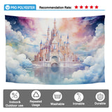 Allenjoy Magical Castle Photography Backdrop Colorful Clouds Sky Watercolor Painting Photoshoot Background