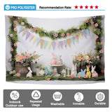 Allenjoy Easter Rabbits Floral Photography Backdrop Colored Bunny Newborn Kids Photo Studio Props Background