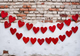 Valentine'S Day Hearts Garland Brick Wall Backdrop