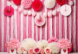 Pink Valentine'S Day With Hearts Photography Backdrop