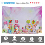 Allenjoy Colorful Sweets Donuts Photography Backdrop Lollipops Desserts Sweet Treats Photoshoot Background Studio Props