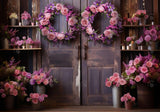 Spring Purple Flower Barn Door Photography Backdrop