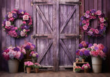 Spring Purple Flower Barn Door Photography Backdrop