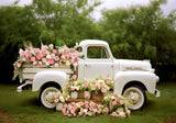 Spring Pink Flowers Truck Backdrop