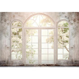 Allenjoy 	Arched Windows Photography Backdrop Spring White Flowers Arched Doorways Photoshoot Background