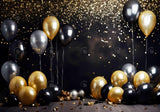 New Year Black Silver And Gold Balloons Backdrop