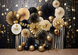 Black And Gold Happy New Year Backdrop