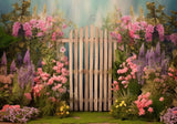 Fairy Flower Garden Wooden Fence Gate Backdrop