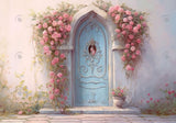 Valentine'S Day Blue Flowers Door Backdrop