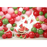 Allenjoy Watermelon Cake Smash Photography Backdrop Baby Birthday Party Balloons Decor Photoshoot Background Studio Props