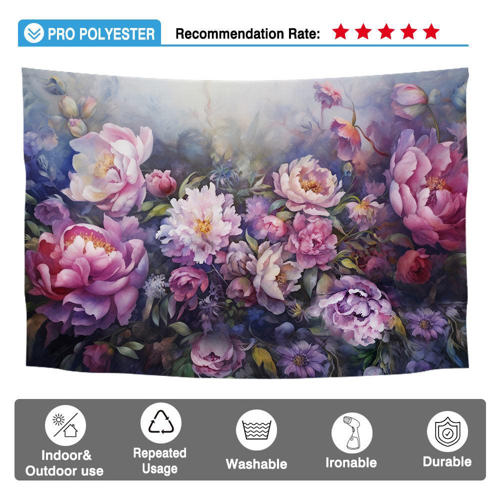 Allenjoy Peony Flowers Watercolor Painting Photography Backdrop Floral Art Photoshoot Background