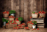 Wooden Strawberries Fruit Backdrop