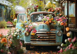 Spring Outdoor Truck Head Flowers Backdrop