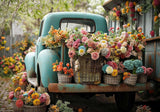 Spring Outdoor Truck Flowers Backdrop