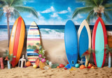 Summer Beach Surfboard Backdrop