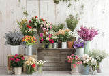 Flowers Stand Wood Backdrop