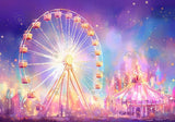 Pastel Carnival Circus Ferris Wheel Backdrop