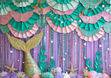 Teal And Purple Mermaid Backdrop