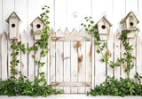 White Garden Wooden Railing Backdrop