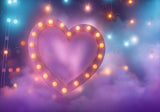 Heart Lighting Purple Cloud Stage Backdrop