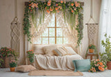 Flowers Boho Bedroom Backdrop