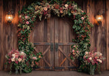 Wooden Arched Door Floral Backdrop