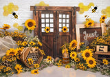 Sunflower Wooden Door Backdrop