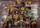 Sunflower Brick Wall Backdrop