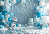 Blue Winter Kids Birthday Backdrop