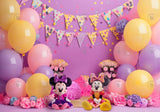 Pink Mouse Cake Smash Birthday Backdrop