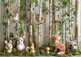 Forest White Birch Animals Backdrop