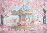 Pink Carousel Horse Baby Backdrop