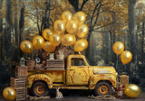 Vintage Yellow Truck Autumn Backdrop