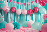 Turquoise Pink Balloons Backdrop