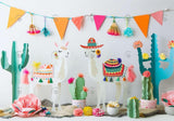 Mexican Fiesta Cactus Llama Backdrop