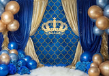 Gold Prince King Crown Blue Backdrop