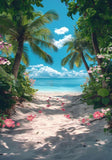Tropical Island Ocean Beach Scene Backdrop