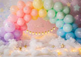 Pastel Balloons Star Lights Backdrop