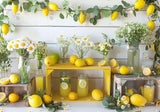 Yellow Lemon Daisy White Wall Backdrop