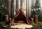 Camping Tent Forest Adventure Backdrop