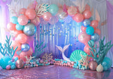 Mermaid Pastel Colored Balloons Backdrop