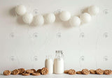 Milk Cookies Breakfast White Wall Backdrop