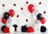 Red and Black Balloons Ladybug Backdrop