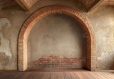 Fondo de pared de arco de ladrillo vintage