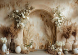 Vintage Beige Boho Arch Wall Backdrop