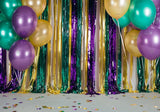 Mardi Gras Tassel and Balloons Backdrop