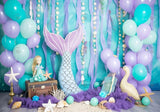 Pastel Purple Mermaid Balloons Backdrop