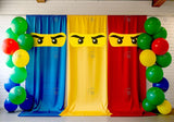 Blue Yellow & Red Curtains Party Backdrop