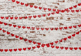 White Brick Wall With Red Hearts Backdrop